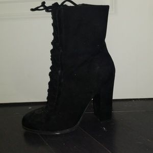 Black velvet boots